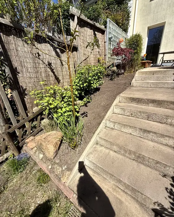 Beet an der Treppe nachher